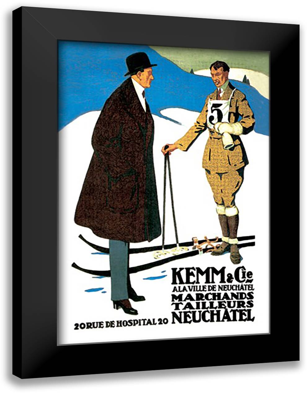 Kemm Cic Ala Ville de Neuchatel 16x22 Black Modern Wood Framed Art Print Poster