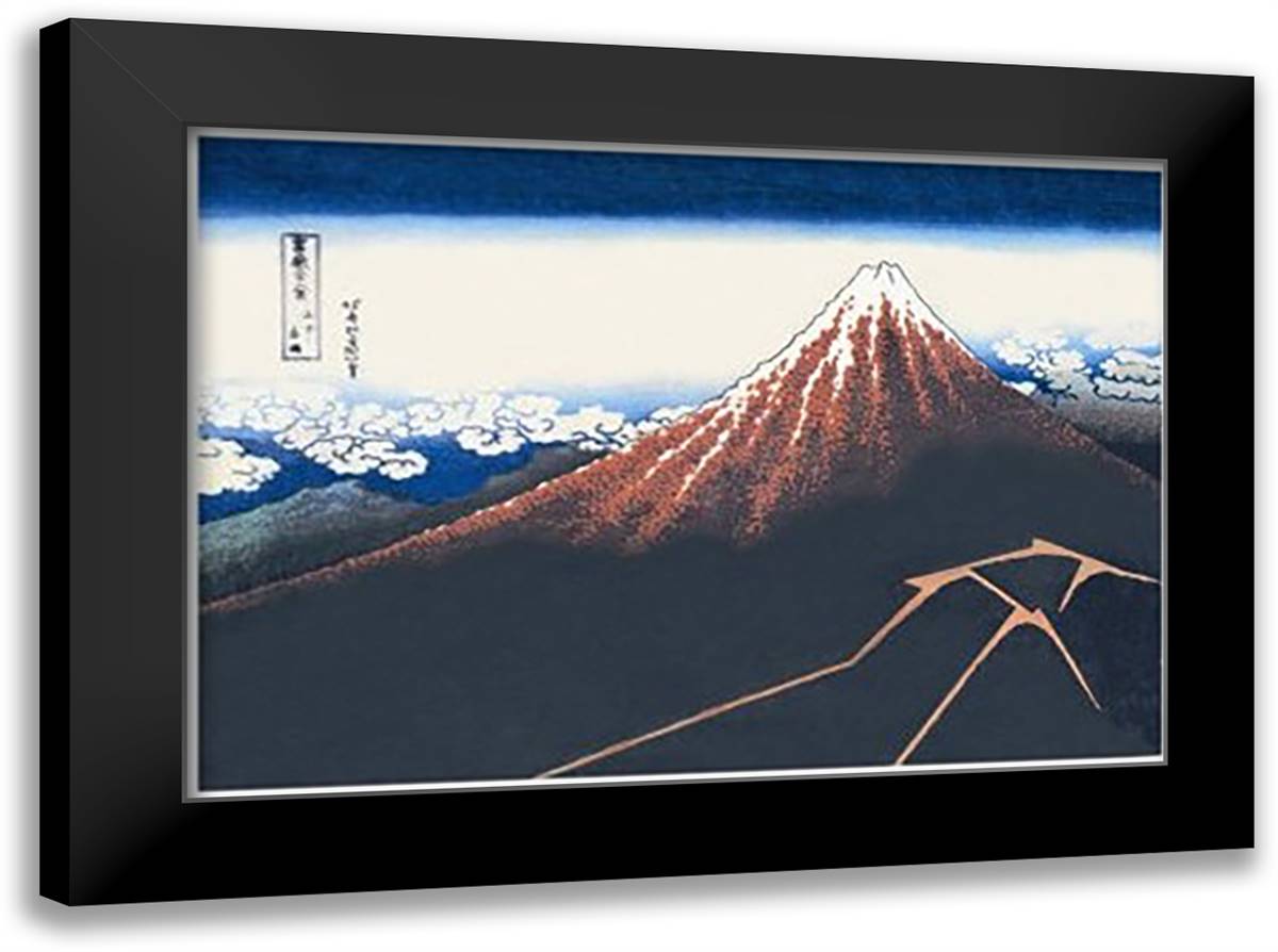 Mount Fuji in Summer 22x16 Black Modern Wood Framed Art Print Poster by Hokusai, Katsushika