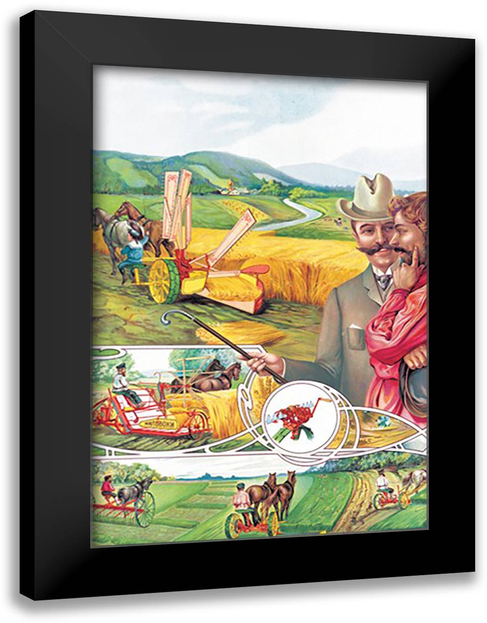 Farm Machinery 16x22 Black Modern Wood Framed Art Print Poster