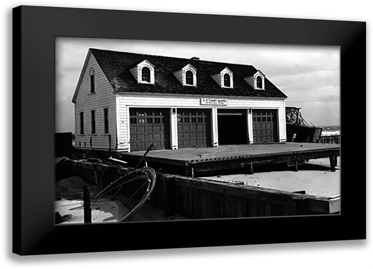Hatteras Inlet Lifeboat Station 22x16 Black Modern Wood Framed Art Print Poster