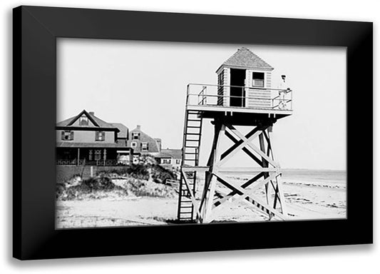 Watch Station Salisbury Beach, Massachusetts 22x16 Black Modern Wood Framed Art Print Poster