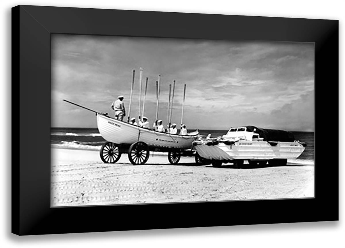 Ready for Action - Nags Head, N.C. 22x16 Black Modern Wood Framed Art Print Poster