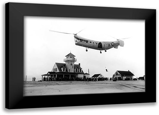 Aerial Rescue 22x16 Black Modern Wood Framed Art Print Poster