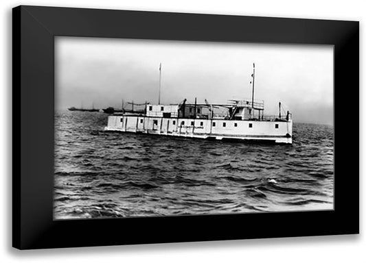 Floating Station, City Point 22x16 Black Modern Wood Framed Art Print Poster