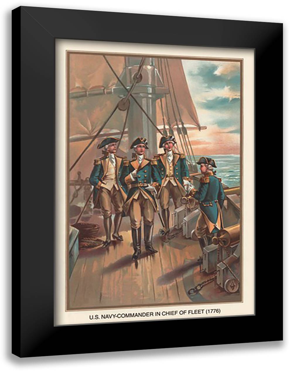 U.S. Navy - Commander and Chief of Fleet, 1776 16x22 Black Modern Wood Framed Art Print Poster by Plank, Werner