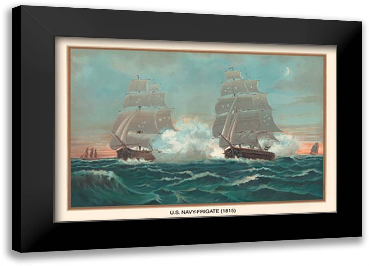 U.S. Navy Frigate, 1815 22x16 Black Modern Wood Framed Art Print Poster by Plank, Werner