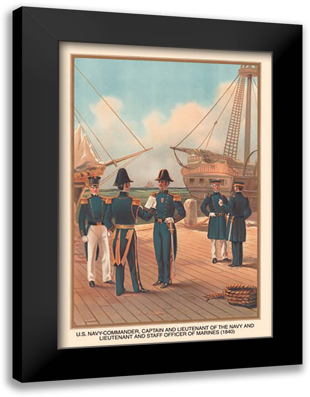 Commander, Captain and Lieutenant of the Navy and Lieutenant and Staff Officer of the Marines, 1840 16x22 Black Modern Wood Framed Art Print Poster by Plank, Werner