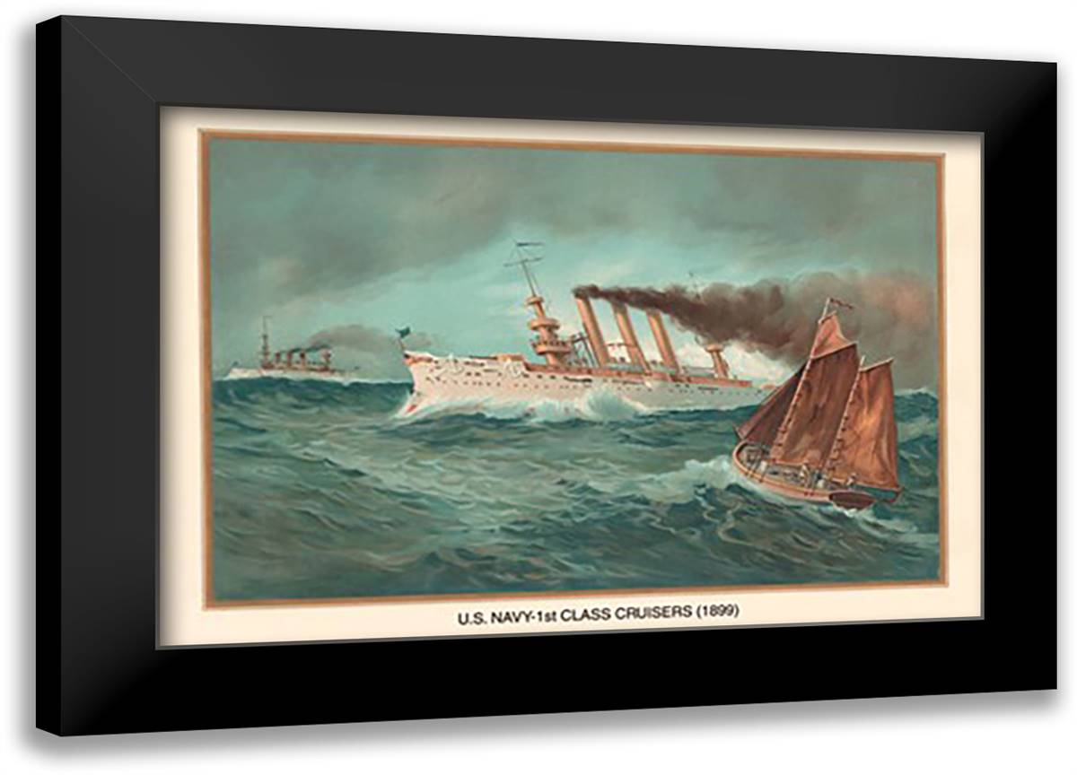 First Class Cruisers, 1899 22x16 Black Modern Wood Framed Art Print Poster by Plank, Werner