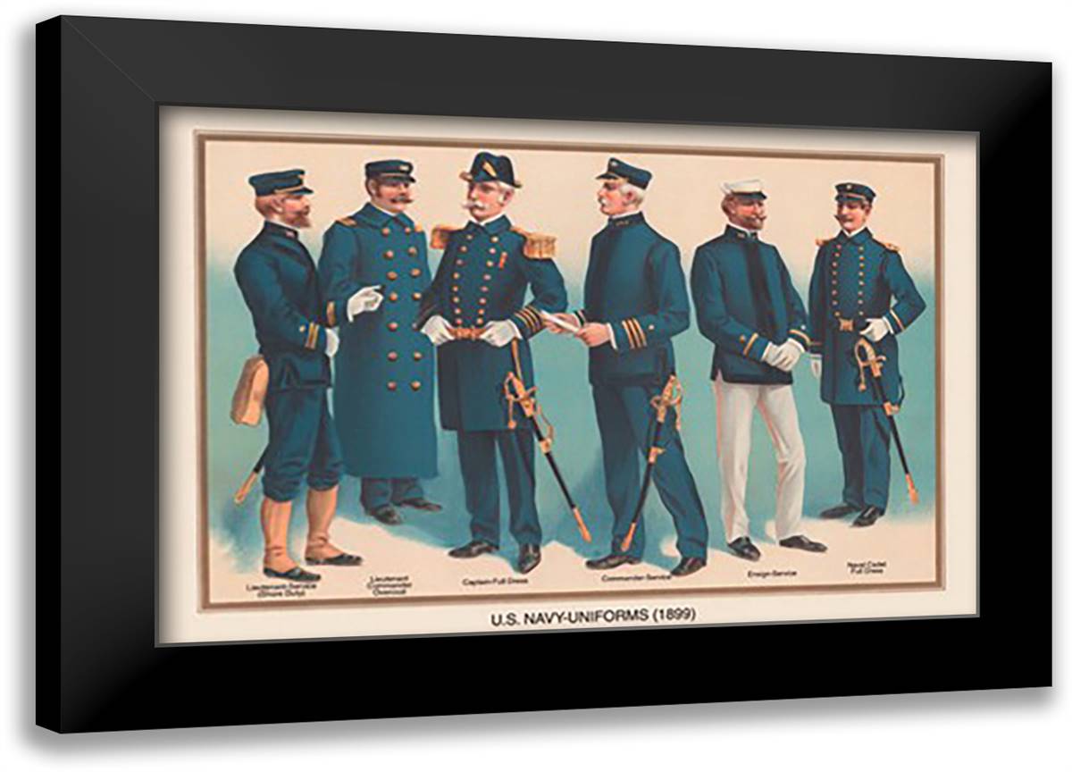 U.S. Navy Uniforms 1899 #1 22x16 Black Modern Wood Framed Art Print Poster by Plank, Werner