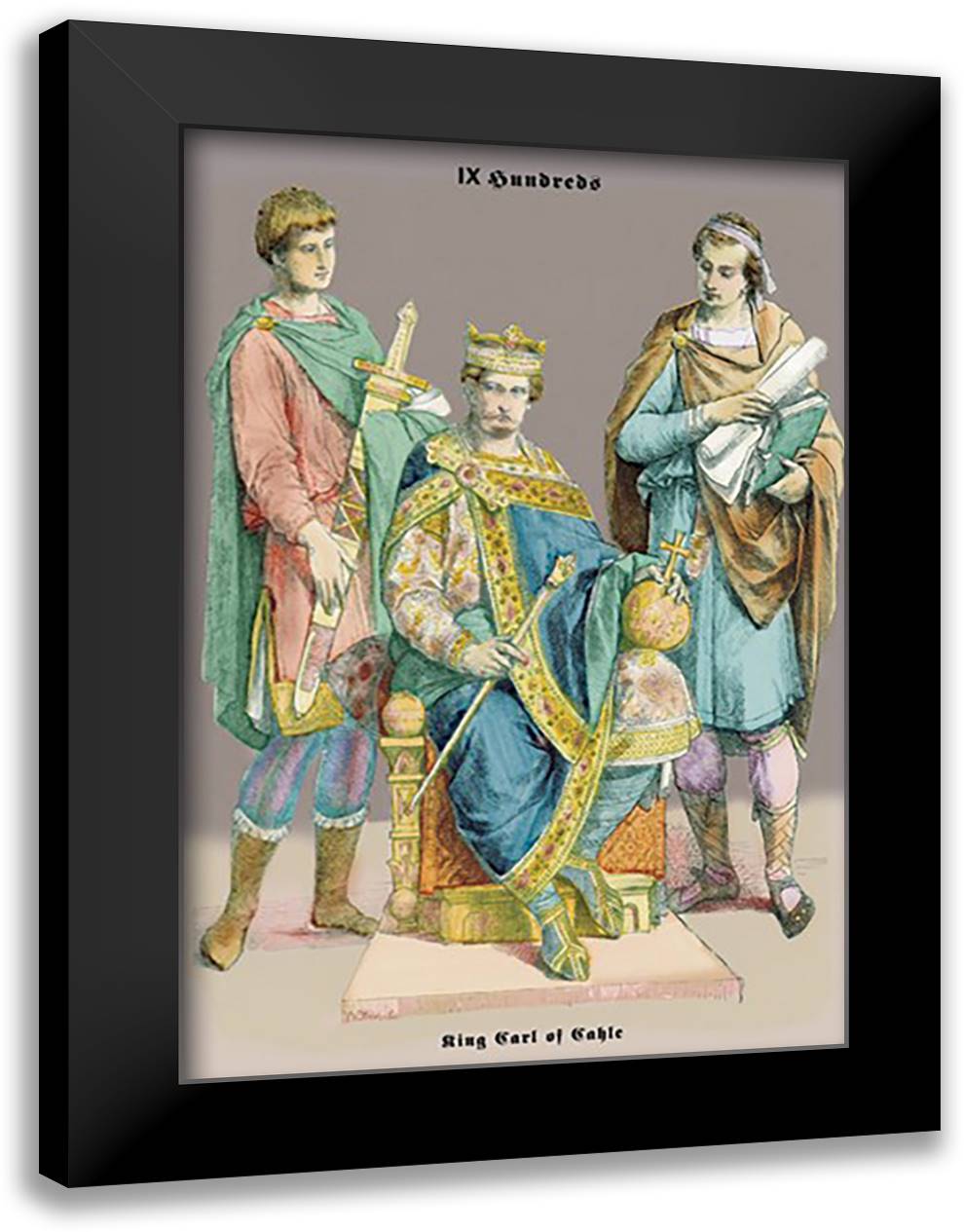 King Carle of Cahle, 10th Century 16x22 Black Modern Wood Framed Art Print Poster by Brown, Richard