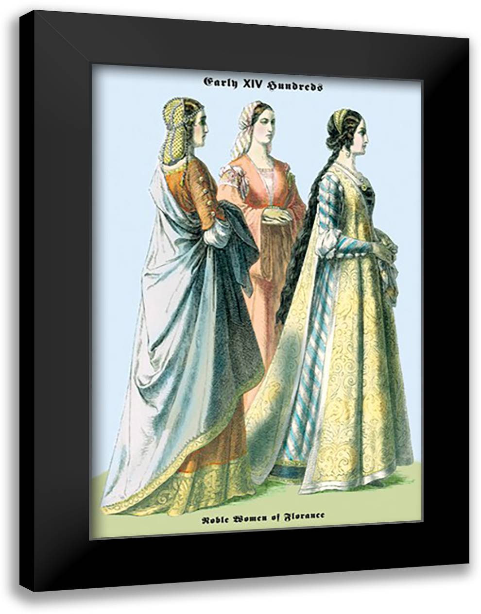 Noblewomen of Florence, 15th Century 16x22 Black Modern Wood Framed Art Print Poster by Brown, Richard