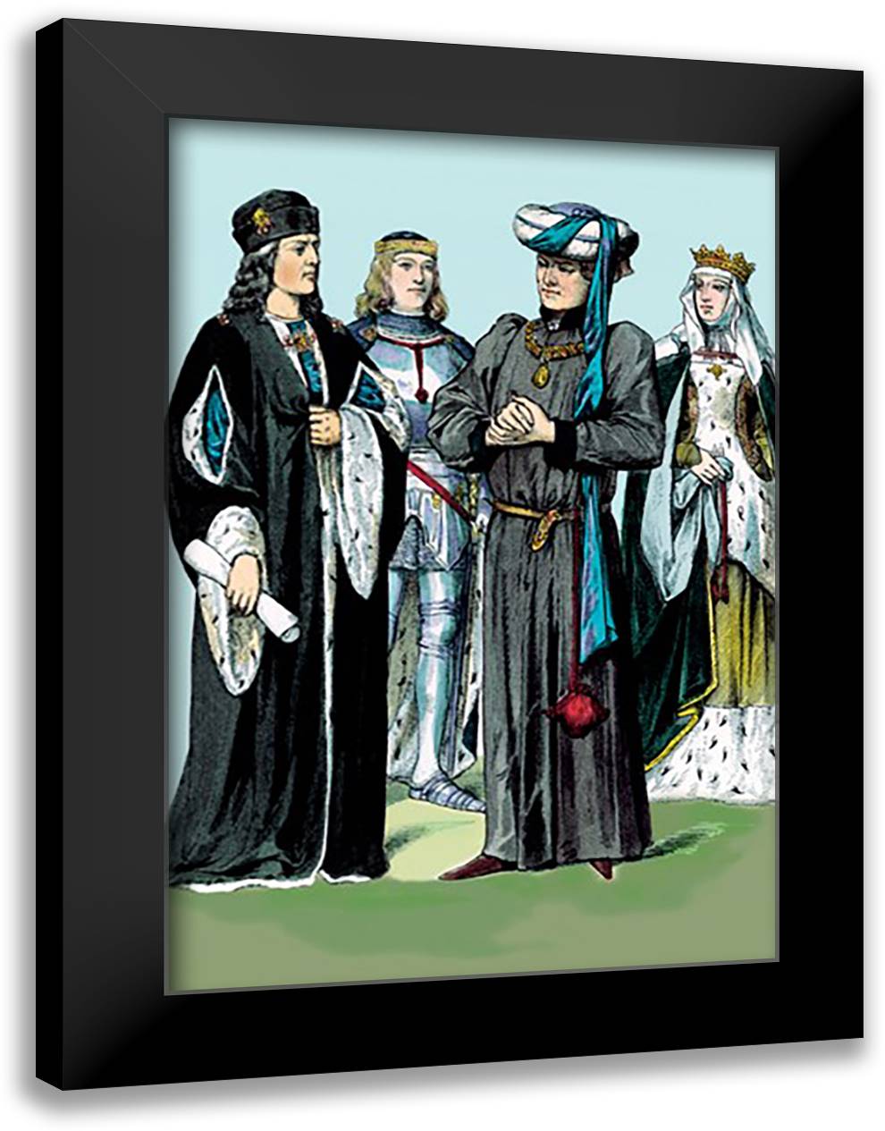 Henry VII and Barron of Suffolf 16x22 Black Modern Wood Framed Art Print Poster by Brown, Richard