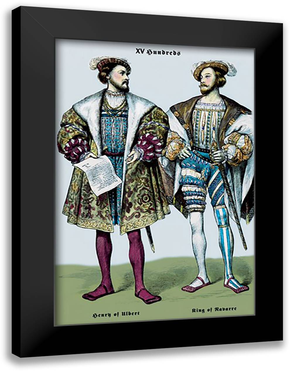 Henry of Ulbert and the King of Navarre, 16th Century 16x22 Black Modern Wood Framed Art Print Poster by Brown, Richard