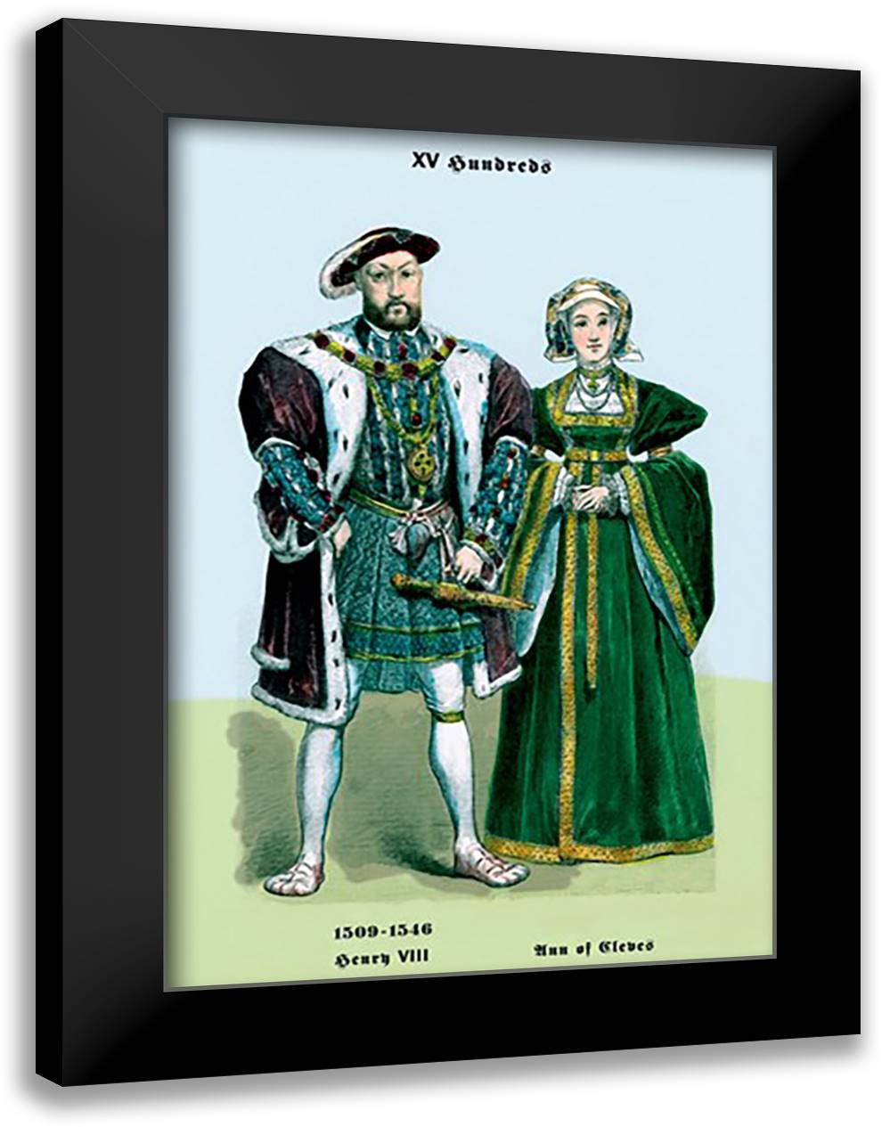 Henry VIII and Ann of Cleeves 16x22 Black Modern Wood Framed Art Print Poster by Brown, Richard