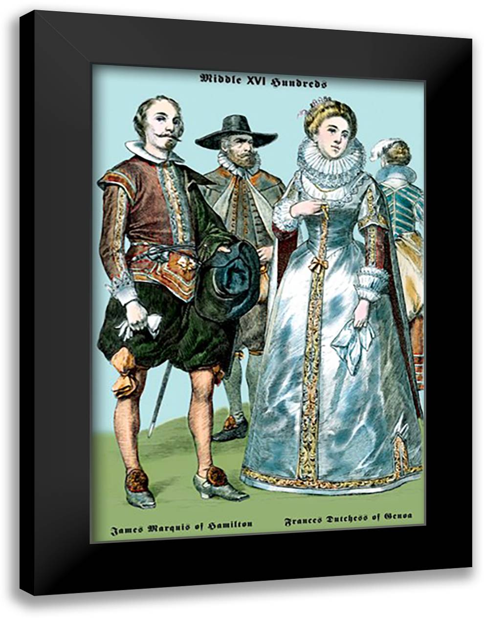 James Marquis of Hamilton and Francis Dutchess of Genoa 16x22 Black Modern Wood Framed Art Print Poster by Brown, Richard
