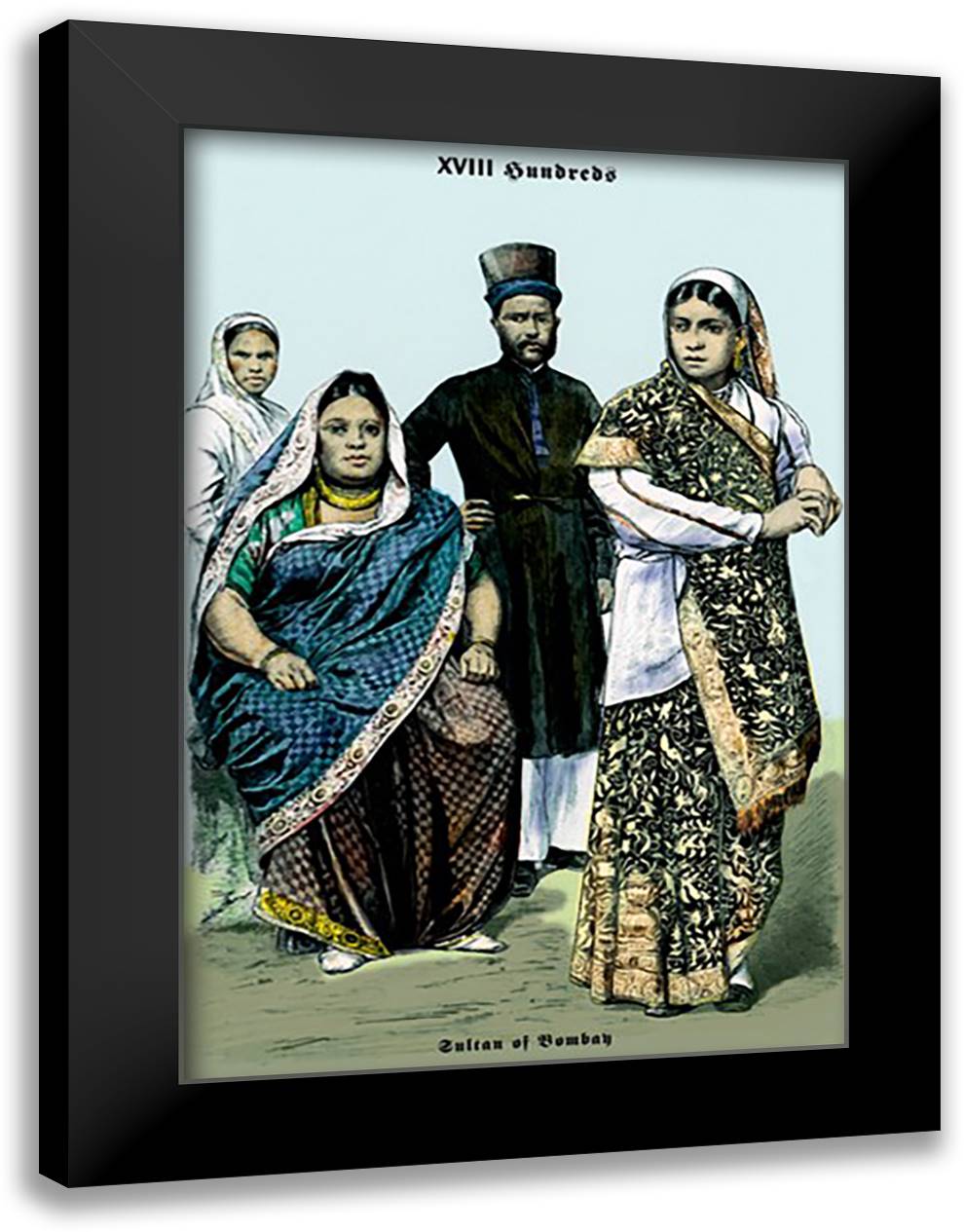 Sultan of Bombay, 19th Century 16x22 Black Modern Wood Framed Art Print Poster by Brown, Richard