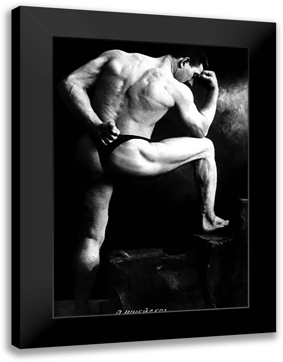 Russian Wrestler 16x22 Black Modern Wood Framed Art Print Poster
