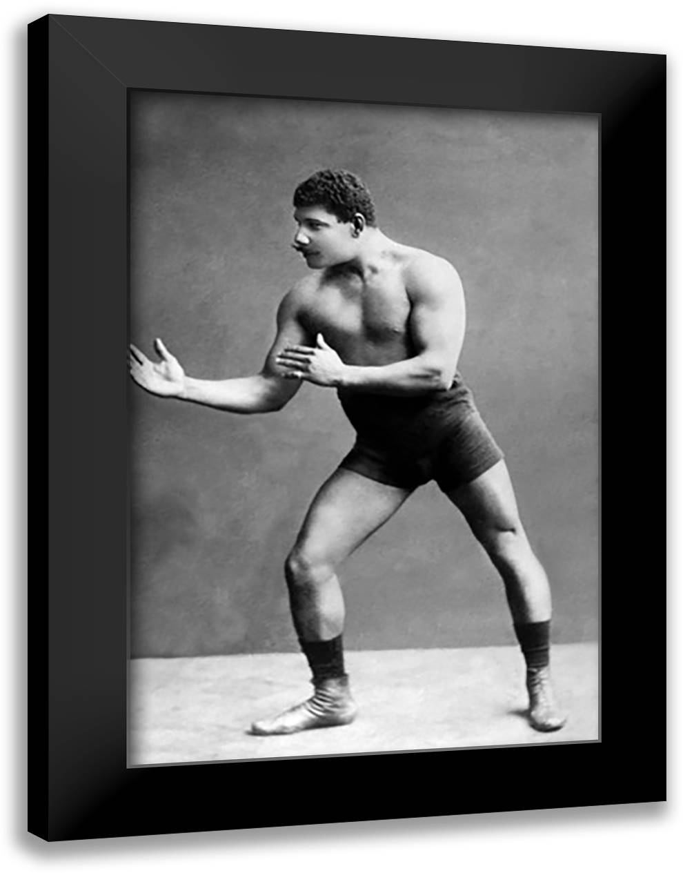 Wrestling Ready Stance 16x22 Black Modern Wood Framed Art Print Poster