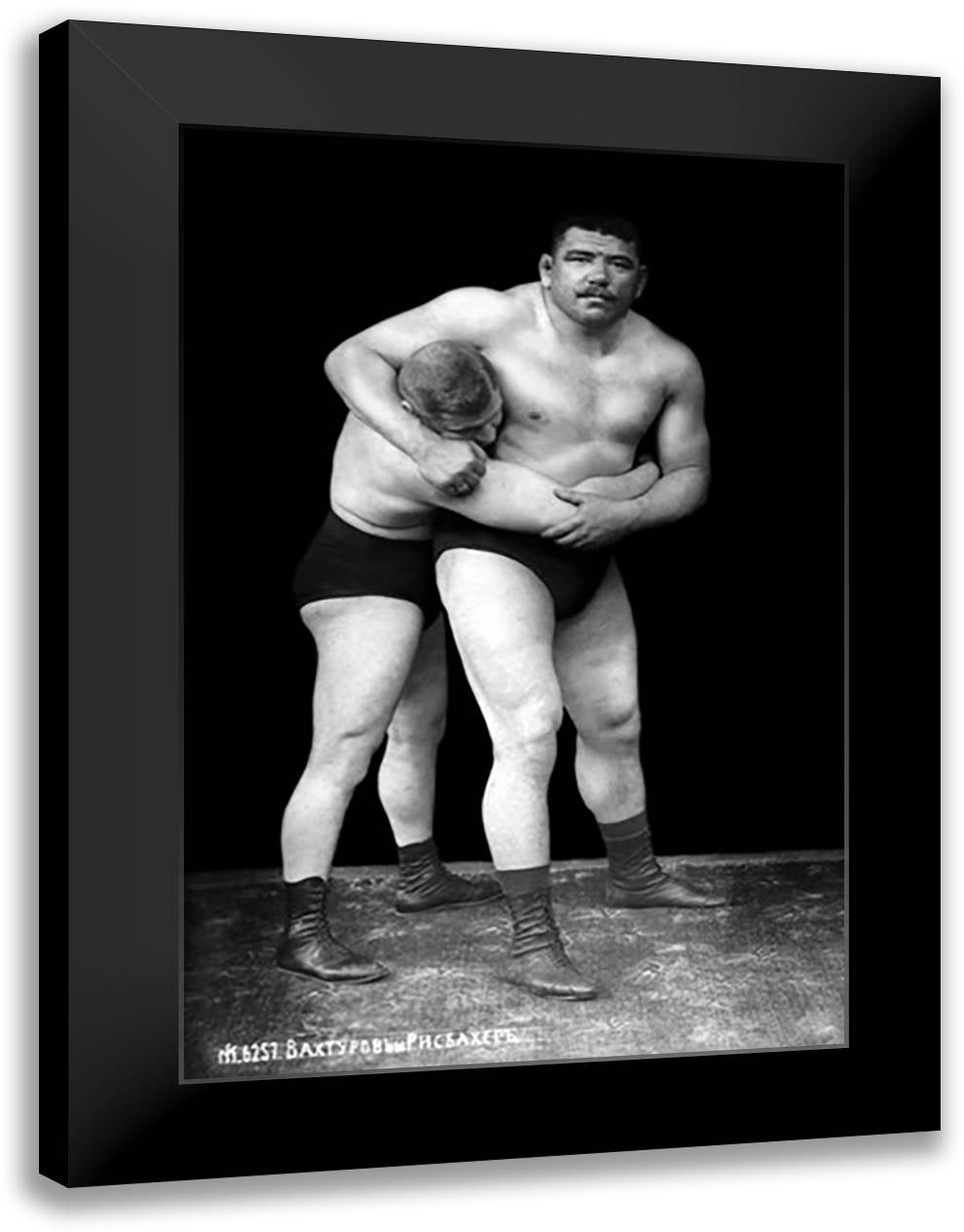 Wrestling Headlock 16x22 Black Modern Wood Framed Art Print Poster