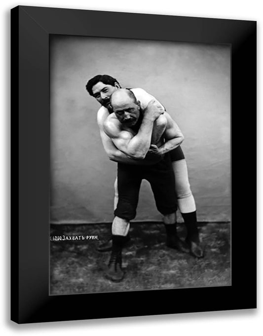 Wrestling Hold from Behind 16x22 Black Modern Wood Framed Art Print Poster