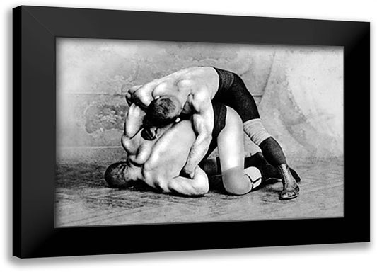 Wrist Roll: Russian Wrestlers 22x16 Black Modern Wood Framed Art Print Poster