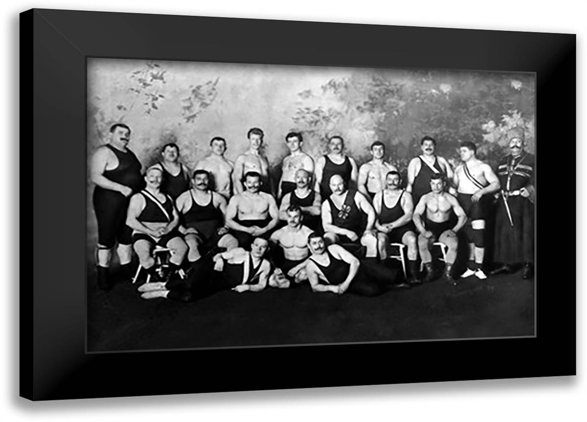 Russian Wrestling Team 22x16 Black Modern Wood Framed Art Print Poster