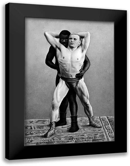 Champion Russian Wrestler 16x22 Black Modern Wood Framed Art Print Poster