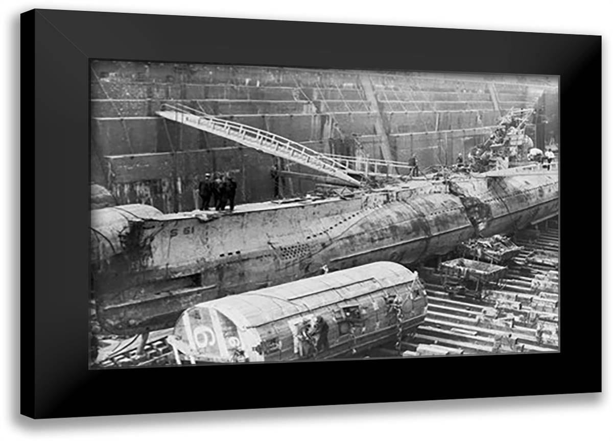 S-51 At the Brooklyn Navy Yard 22x16 Black Modern Wood Framed Art Print Poster