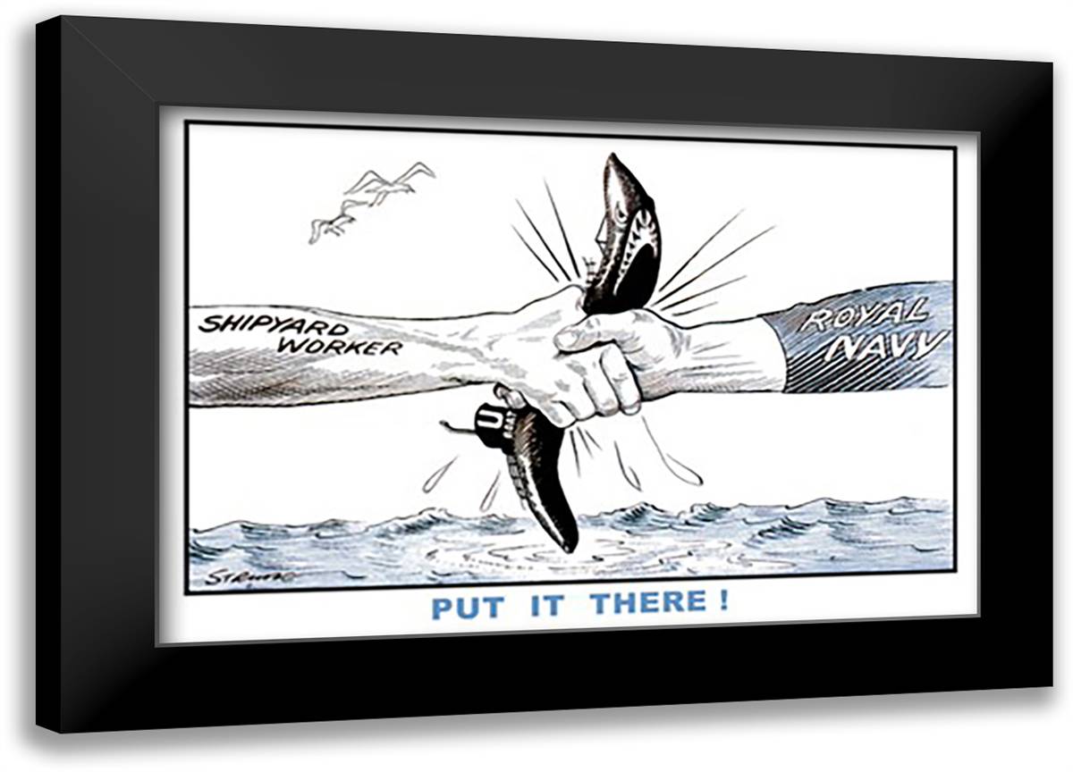 Put it There! 22x16 Black Modern Wood Framed Art Print Poster by Strube