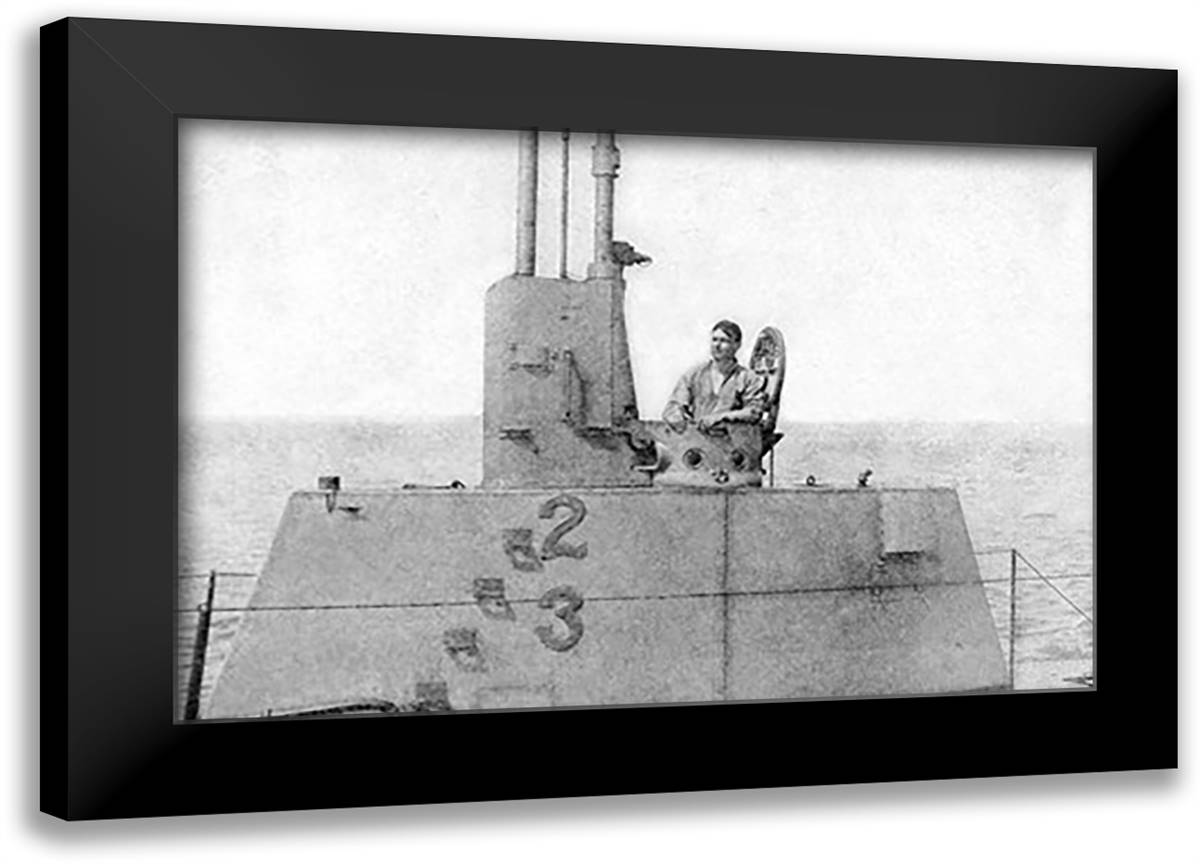Waiting for the Command to Dive 22x16 Black Modern Wood Framed Art Print Poster by Mclier, T.C.