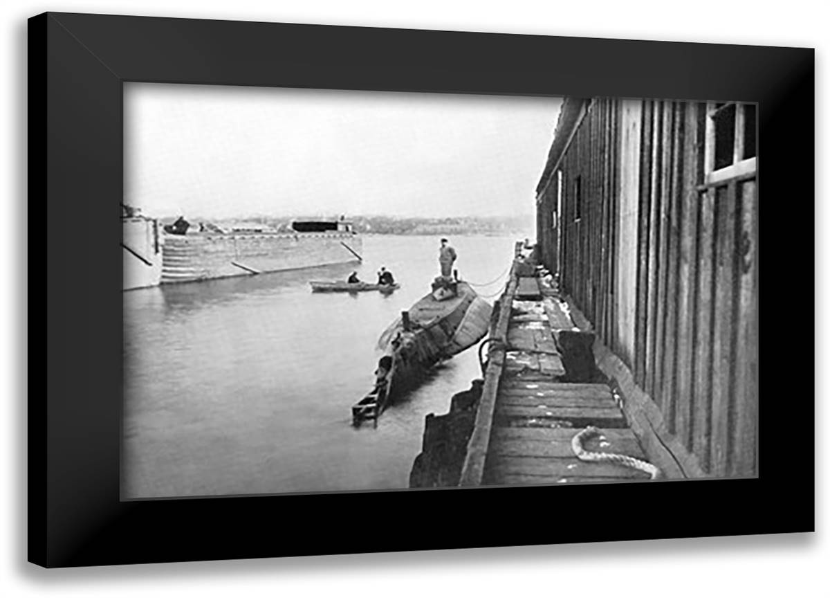 Holland Submarine Torpedo Boat #2 22x16 Black Modern Wood Framed Art Print Poster