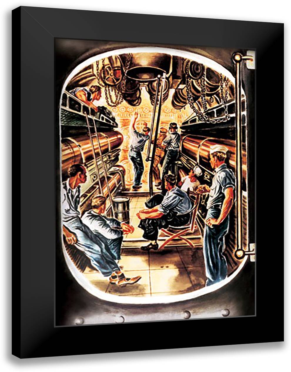 Torpedo Room 16x22 Black Modern Wood Framed Art Print Poster by Ghrieber, George