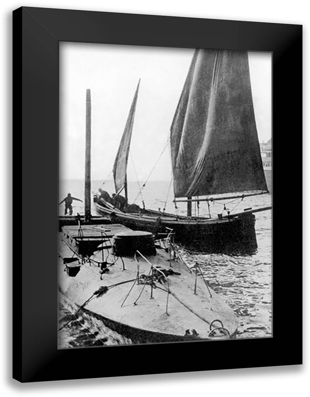 Austrian Submarine 16x22 Black Modern Wood Framed Art Print Poster by Underwood & Underwood