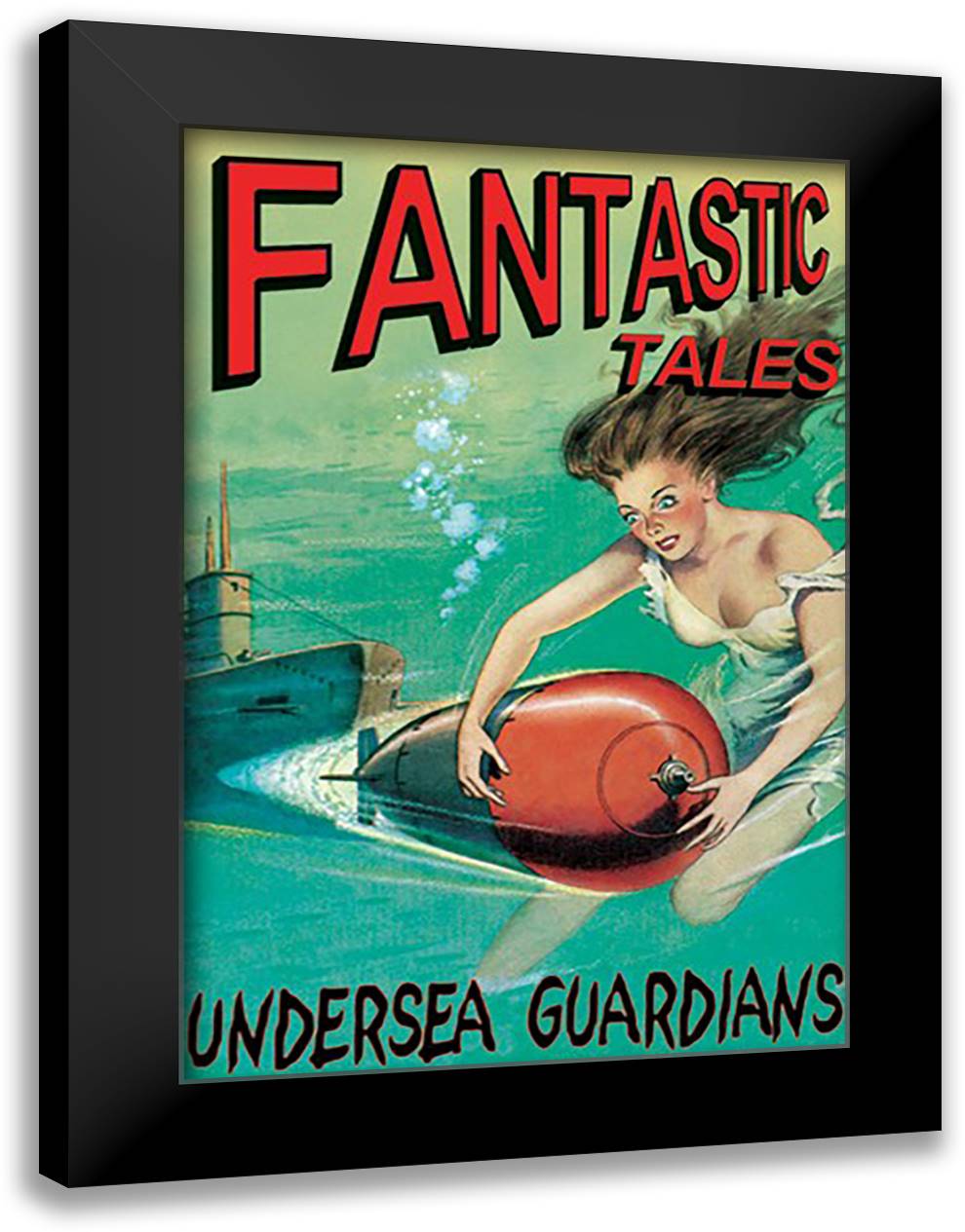 Undersea Guardians 16x22 Black Modern Wood Framed Art Print Poster by Settles, James B.