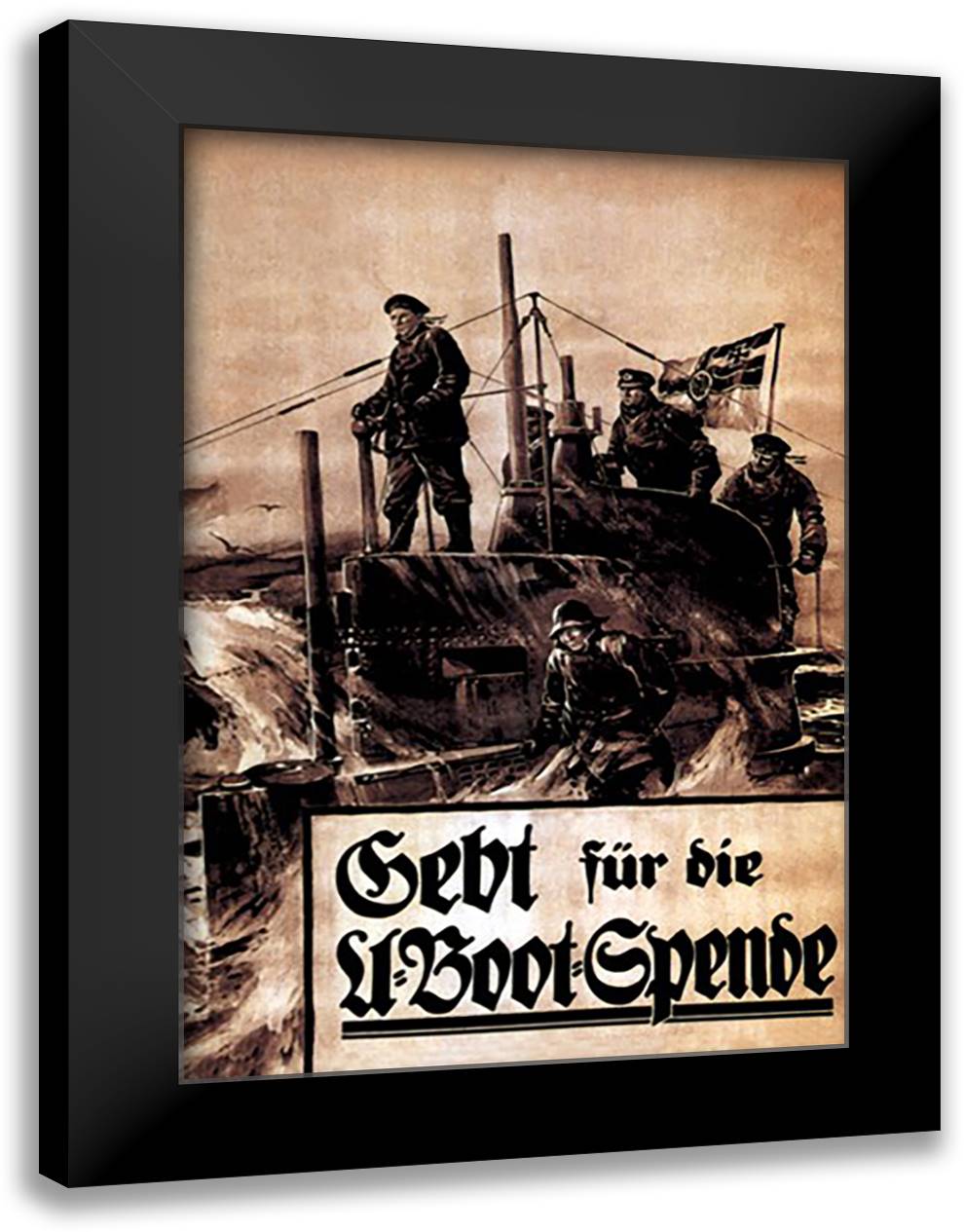 Give to the Submarine Fund 16x22 Black Modern Wood Framed Art Print Poster