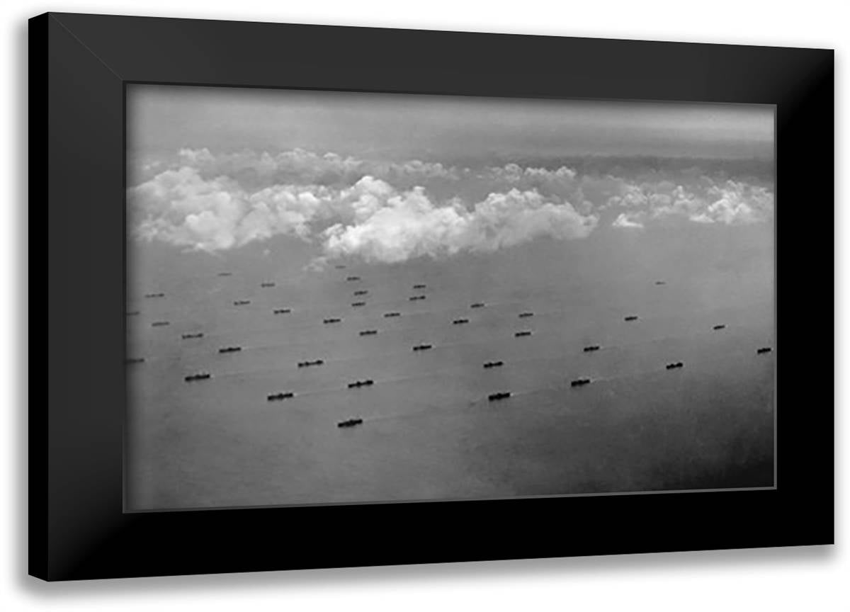 Convoy at Sea 22x16 Black Modern Wood Framed Art Print Poster by Labarta, L