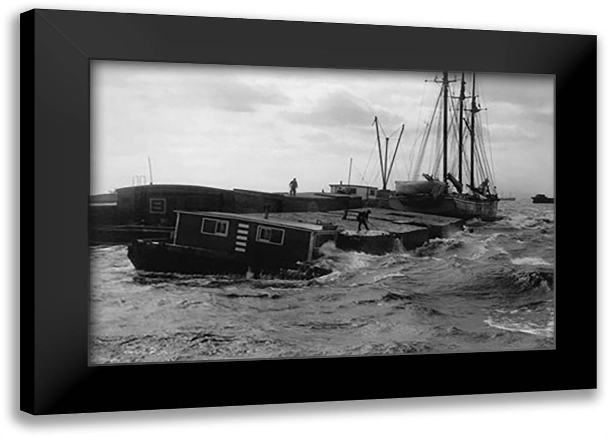 Barge in High Wind 22x16 Black Modern Wood Framed Art Print Poster by Daret, Jean