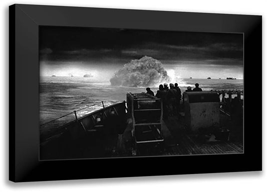 USCG Spencer Sinking Submarine 22x16 Black Modern Wood Framed Art Print Poster