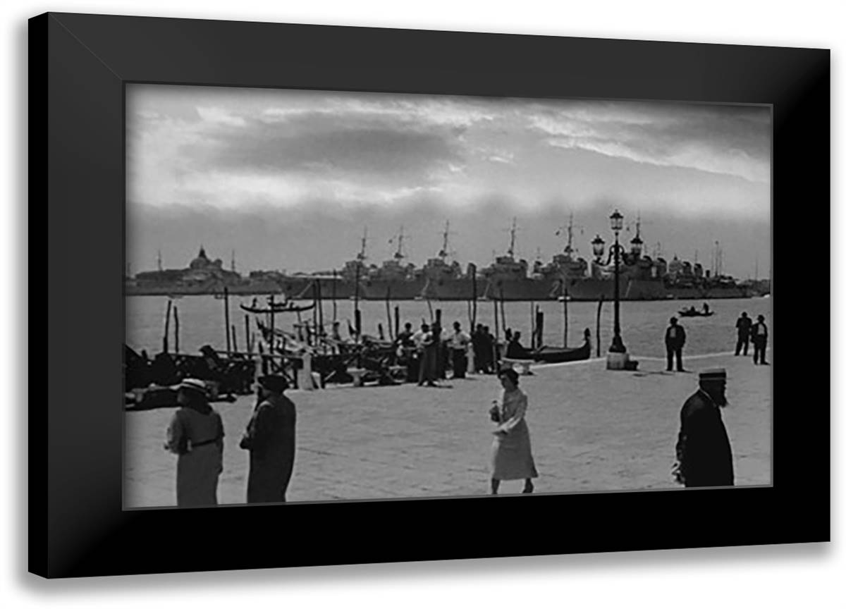 French Destroyers, Venice 1935 22x16 Black Modern Wood Framed Art Print Poster