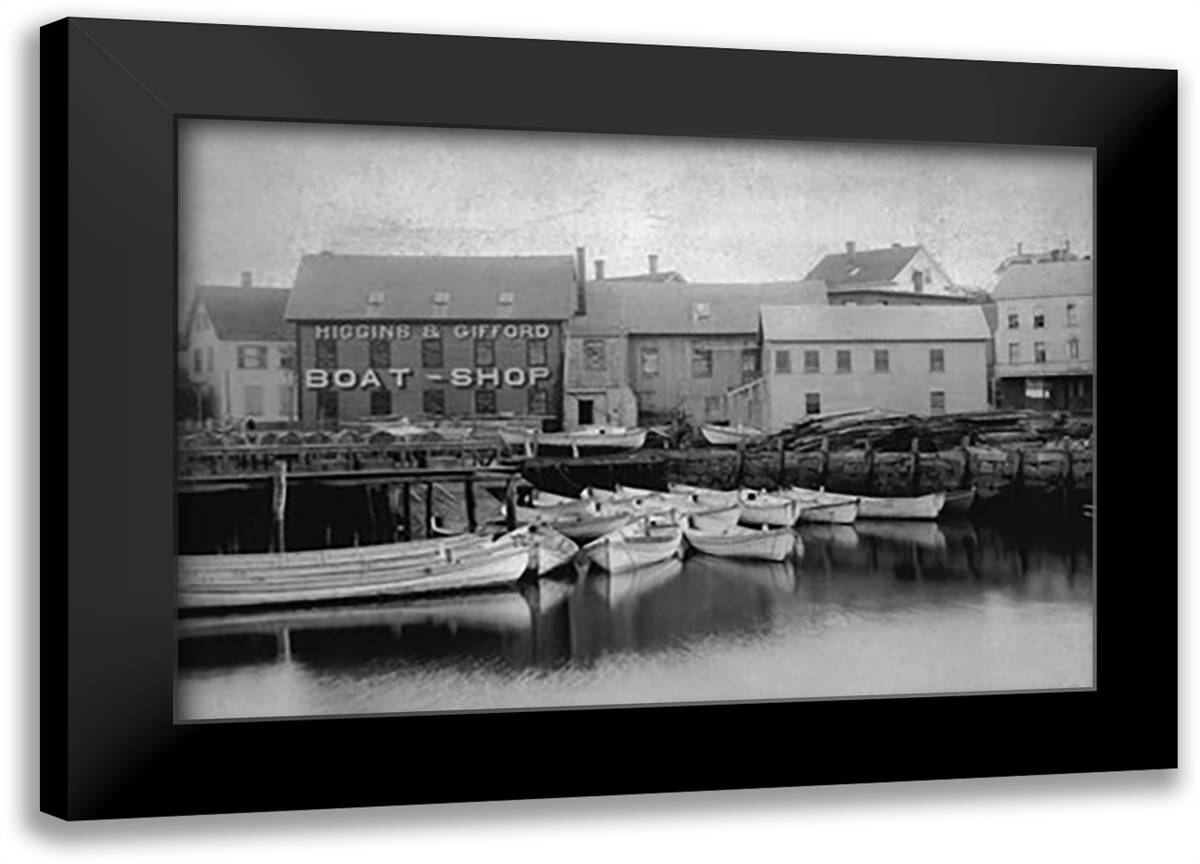 Higgins and Gifford Boatyard 22x16 Black Modern Wood Framed Art Print Poster