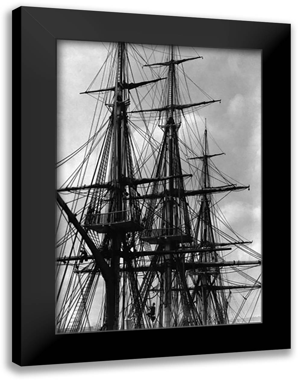 Rigging of the USS Constitution 16x22 Black Modern Wood Framed Art Print Poster