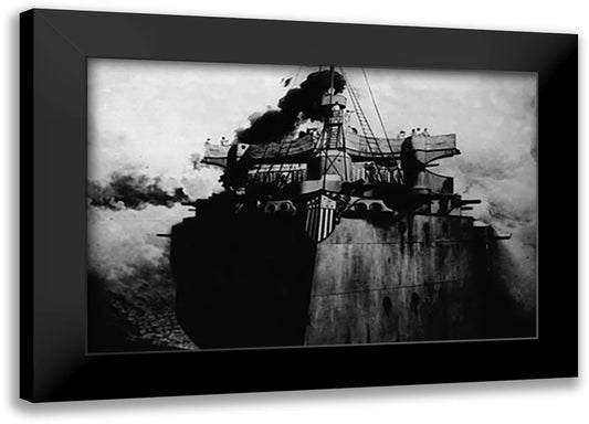 USS Olympia at Manila Harbor 22x16 Black Modern Wood Framed Art Print Poster