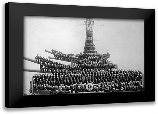 Crew of the USS Texas 22x16 Black Modern Wood Framed Art Print Poster