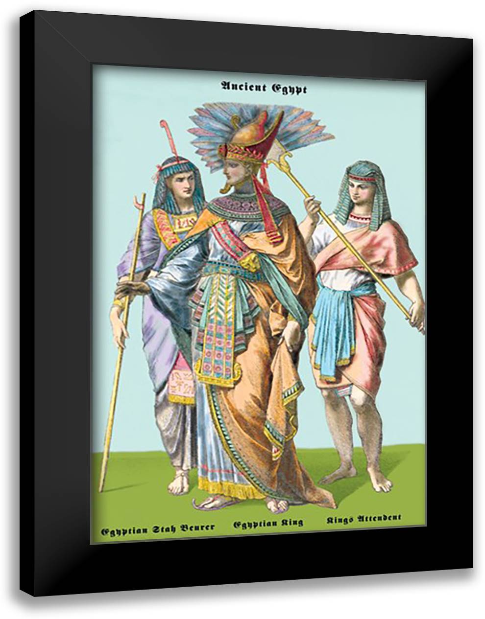 Egyptian Staff Bearers, Egyptian King 16x22 Black Modern Wood Framed Art Print Poster by Brown, Richard