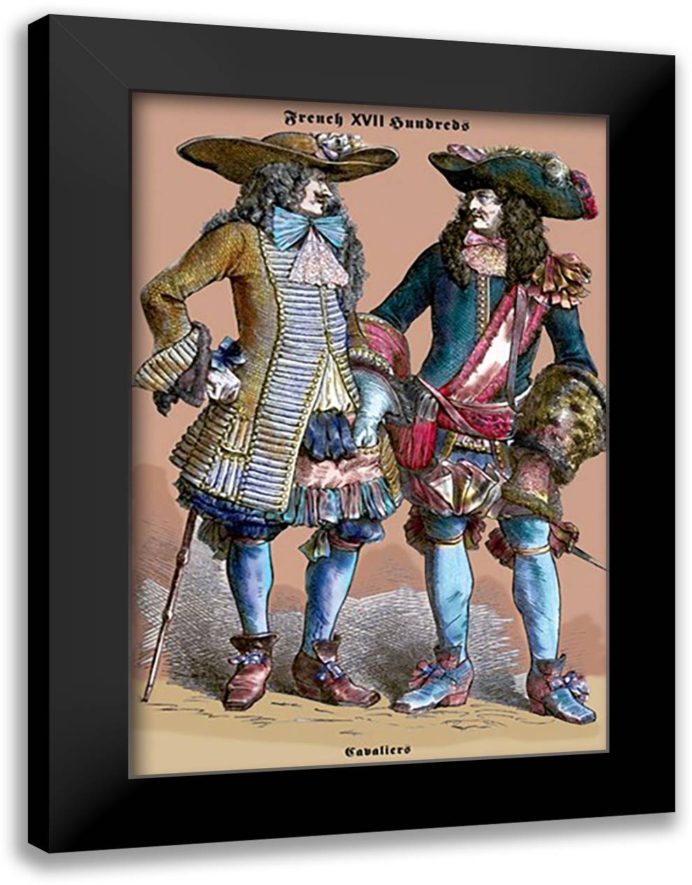 French Cavaliers, 18th Century 16x22 Black Modern Wood Framed Art Print Poster by Brown, Richard
