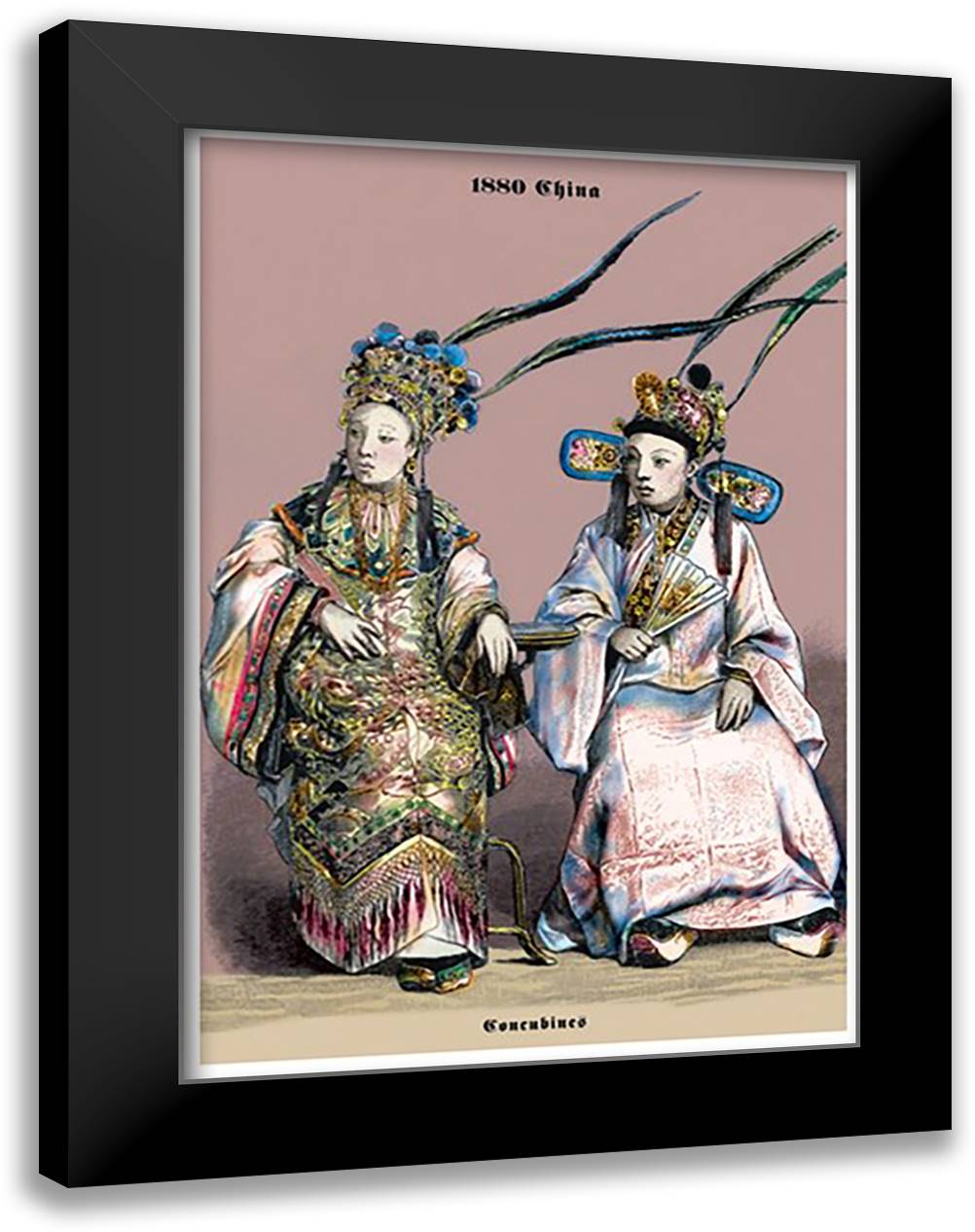 Chinese Concubines, 19th Century 16x22 Black Modern Wood Framed Art Print Poster by Brown, Richard