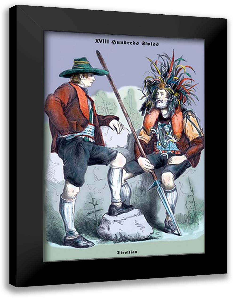 Tirollian Swiss, 19th Century 16x22 Black Modern Wood Framed Art Print Poster by Brown, Richard
