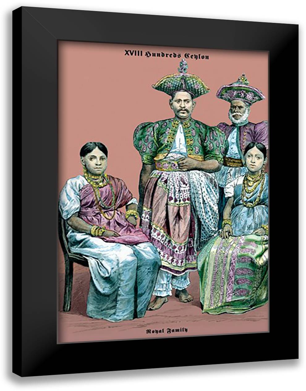 Royal Family of Ceylon, 19th Century 16x22 Black Modern Wood Framed Art Print Poster by Brown, Richard