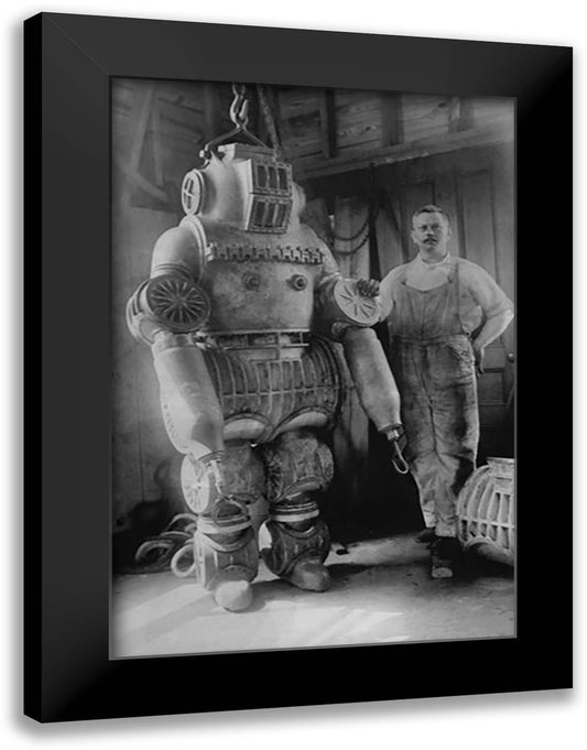 Diver With Diving Suit 16x22 Black Modern Wood Framed Art Print Poster