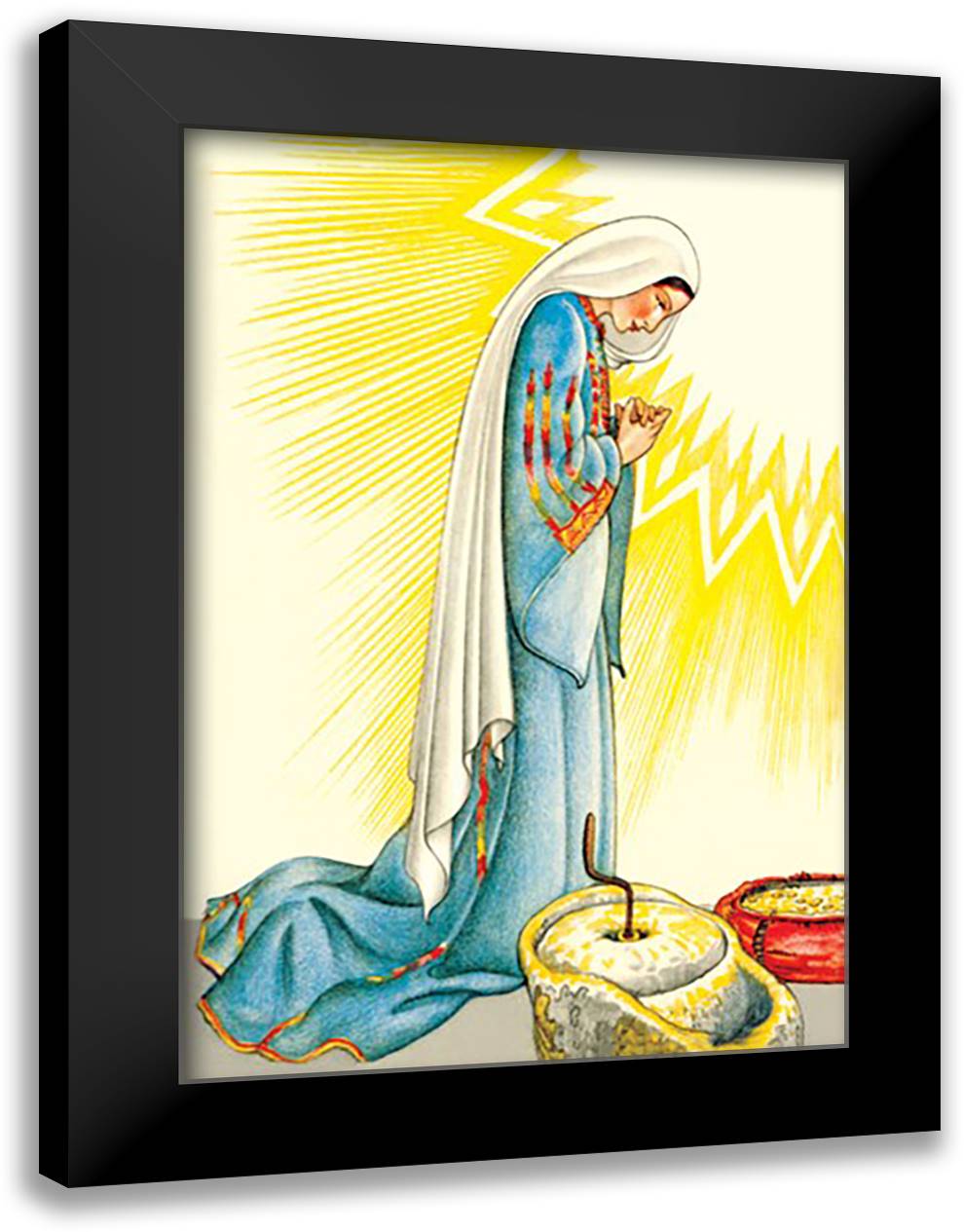 Mary Hearing the Angel 16x22 Black Modern Wood Framed Art Print Poster